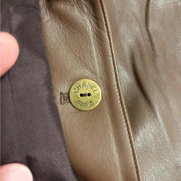 New CHANEL Brown Lambskin and Silk Wrap Skirt - Picture 11 of 11